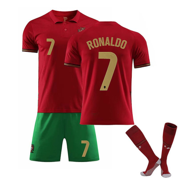 21-22 Portugal F.p.f Hemma Röd Tröja Nr 7 Ronaldo Barn Vuxen XS