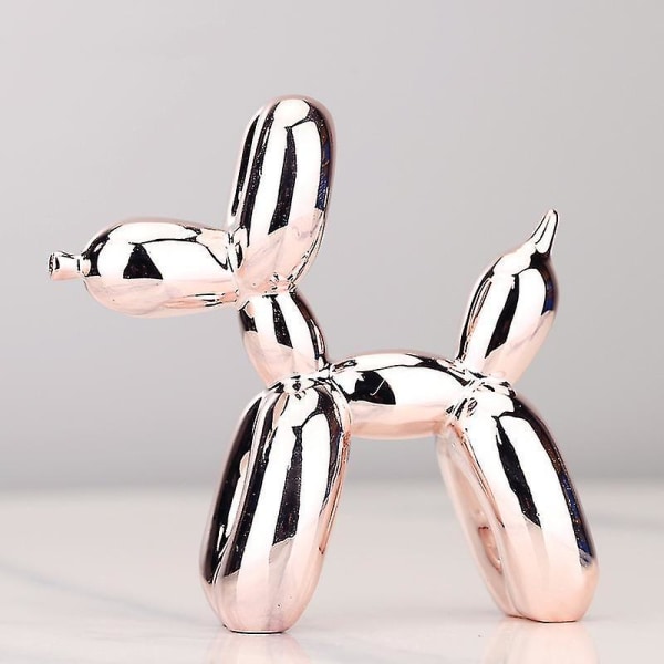 17x18 cm glänsande ballonghundstaty, hartsplätering Glänsande ballonghundskulptur (rosa)