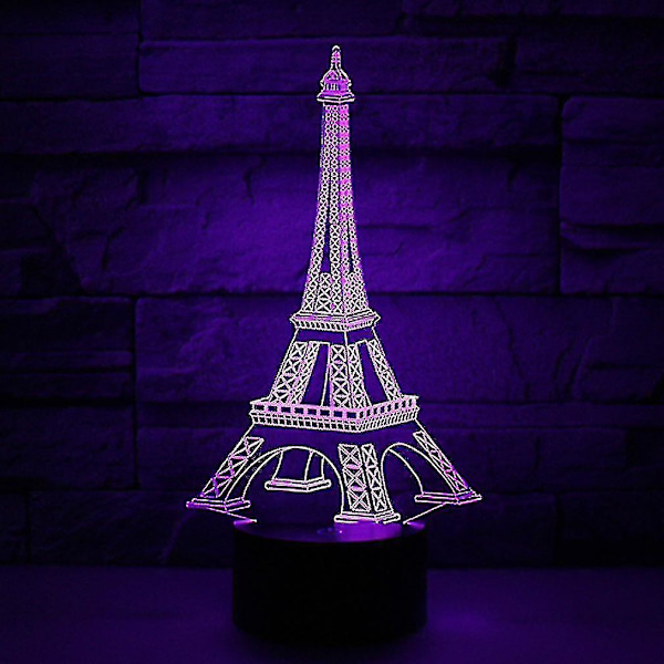 Paris Eiffeltornet 3d Led Nattlampa Barn Sovrum Bordslampa