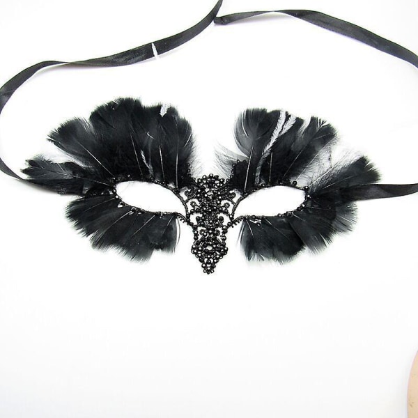 Cosplay Witch Lace Black Feather Mask för kvinnor