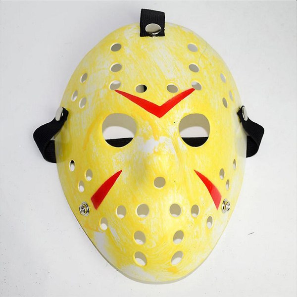 Jason Voorhees Friday The 13th Scary Hollow Out Cosplay面具 White Yellow