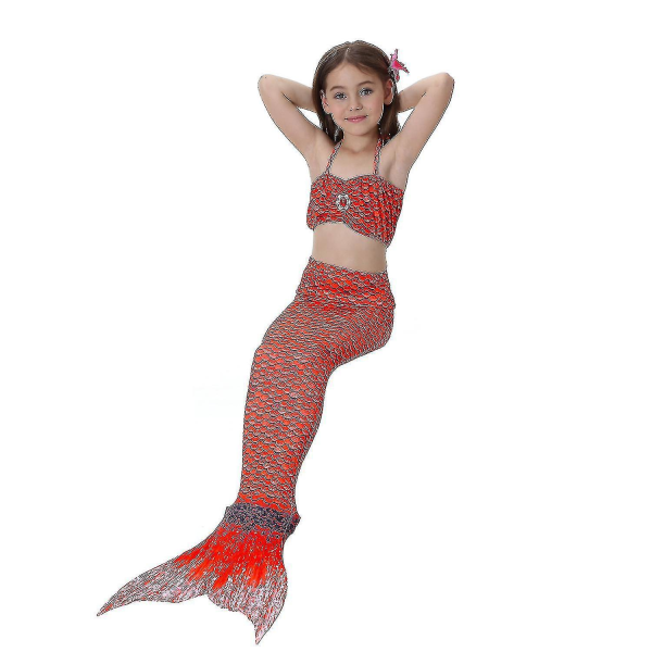 Barn Flickor Mermaid Tail Bikini Set Baddräkt Badkläder Simdräkt Red