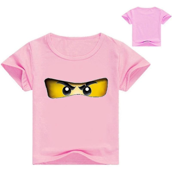 2-13 år 3D utskrift Ninja pojkar och flickor kortärmad t-shirt Barn sommarkläder Pink