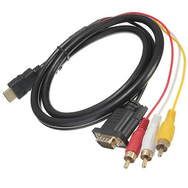 1,5 m 5 Ft HDTV HDMI till VGA HD-15 3 RCA Converter Adapter Connector Kabel