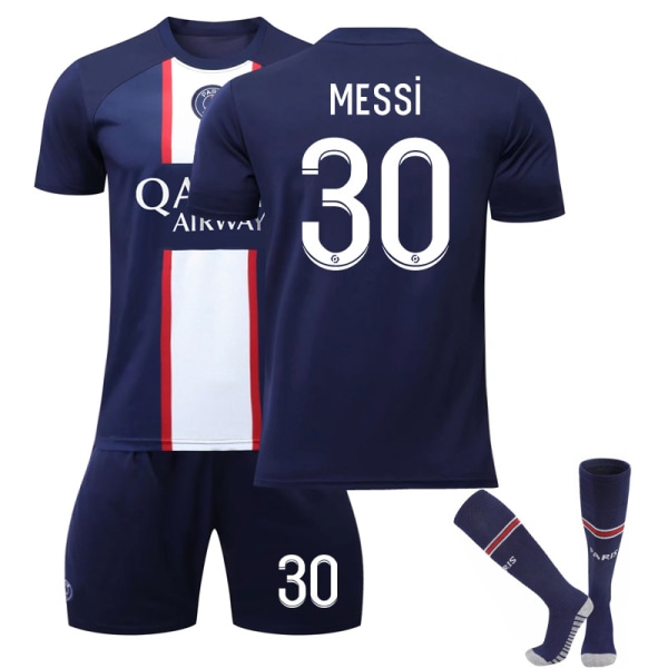 #30 Messi hemmatröja 22-23 Paris fotbollströjor Set XS 18(100-110CM)