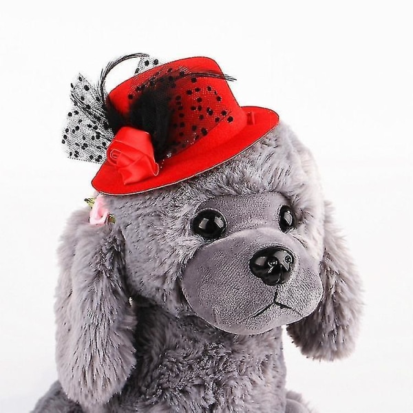 Pet European Gentleman Hat Pet Headwear Hat (röd)