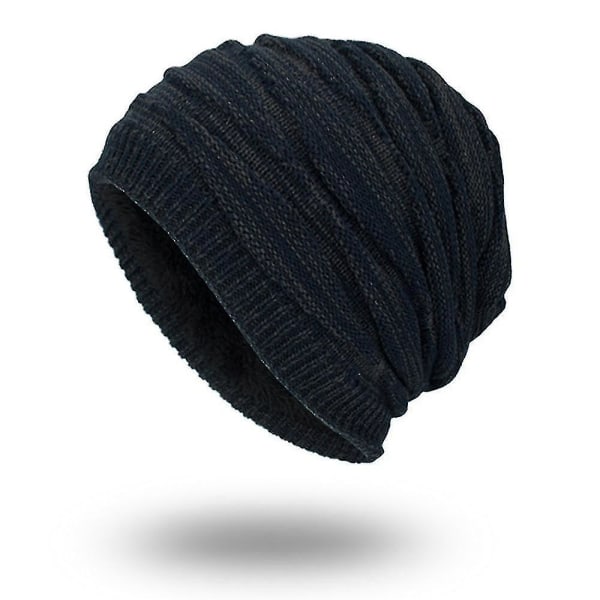 Stickad Baggy Beanie- Oversize Winter Warm Hat（Marinblå）