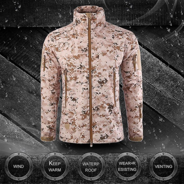 Military Tactical Men Jacka Shark Skin Soft Shell Vattentät vindtät kappa