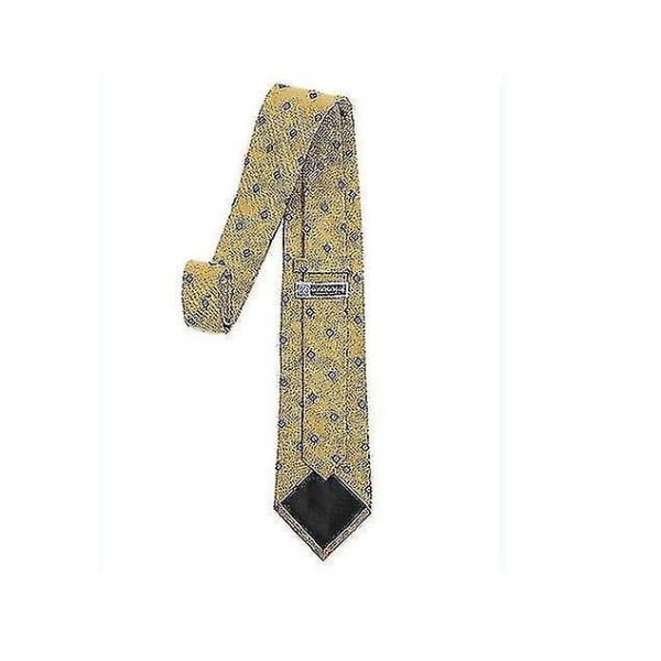 Klassisk enfärgad smal slips för män, slipsar för män, smala vävda tunna slipsar (gul)