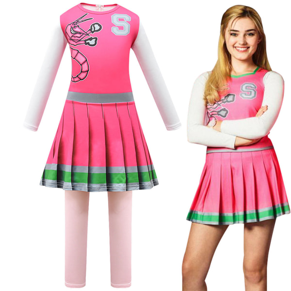 Halloween Cosplay Kostym Barn Flickor Cheerleader Swing Klänningar pink 150cm 110cm