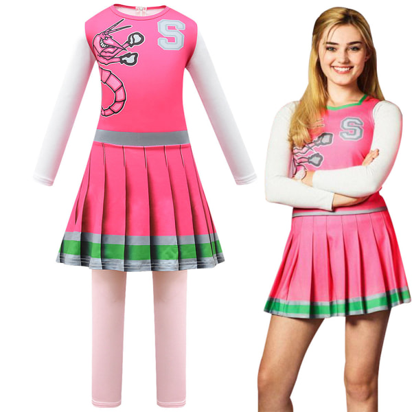 Halloween Cosplay Kostym Barn Flickor Cheerleader Swing Klänningar pink 150cm 140cm