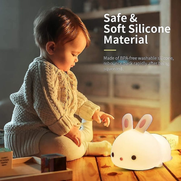 Söt kaninlampa för barnrum, nattlampa för barn i sovrummet Söt kaninlampa,  silikon Squishy 6882 | Fyndiq