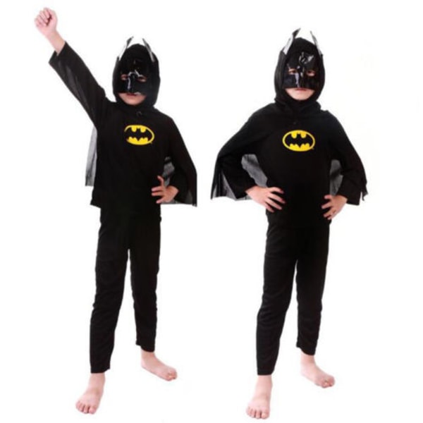 Kid Boy Superhjälte Cosplay Dräkt Fancy Dress Kläder Outfit Set Skeleton Frame M Batman S
