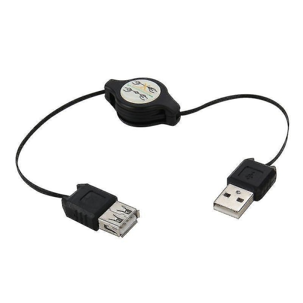 Infällbar USB 2.0 AM till USB AF-kabel, längd: 75 cm (svart)