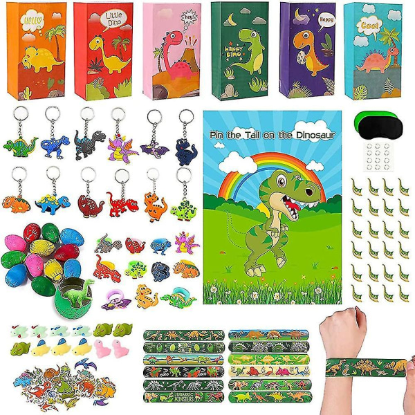 Dinosaur Party Favors med presentpåsar för barn, fäst svansen på dinosauriespelet Hatching Dino Egg S