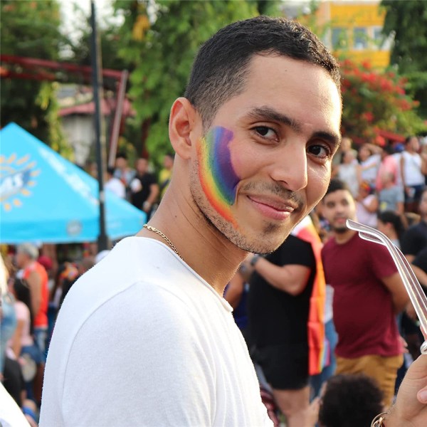 Rainbow Stripe Face Body Paint för Pride Day Parade Cosplay Party Halloween Makeup