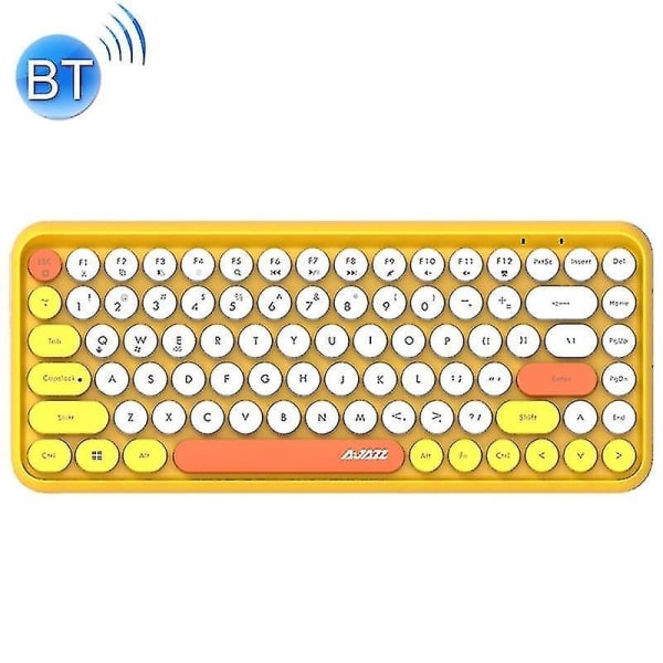 Ajazz 308I 84 Keys Surfplatta Mobiltelefon Dator Hushållskontor Bluetooth tangentbord (gul)