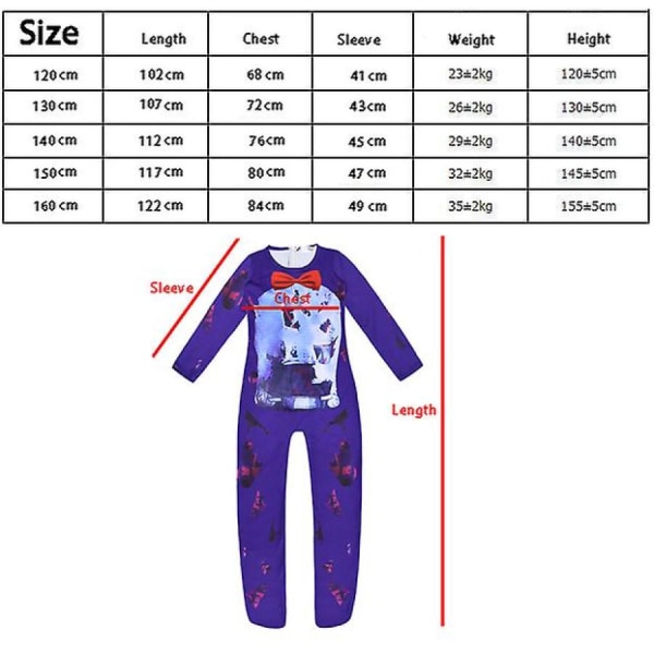 Bonnie Fnaf Freddy's Bodysuit Anime Skräck Cosplay Kostym 120cm 120cm