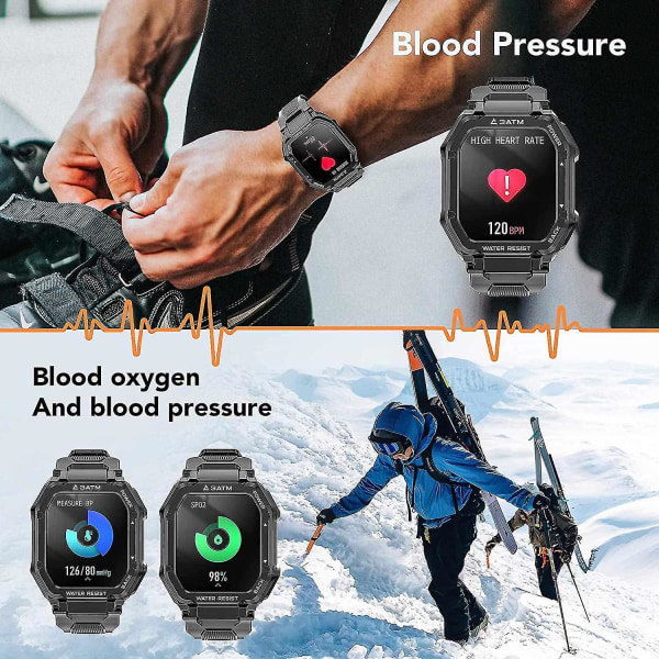 C16 smarta klockor, aktiv fitness med pulsmätning av blodsyre, 1,69 tum Full T
