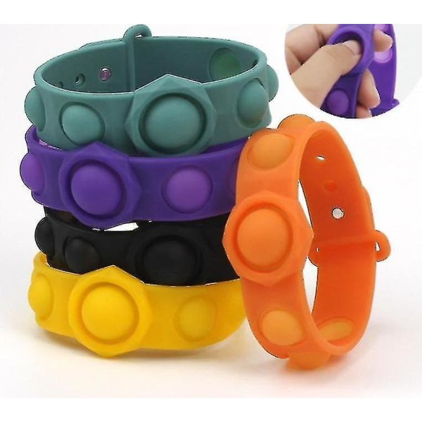 Push bubble pop it sensorisk fidget-leksak, antistressarmband för 3+ barn och vuxna (svart)