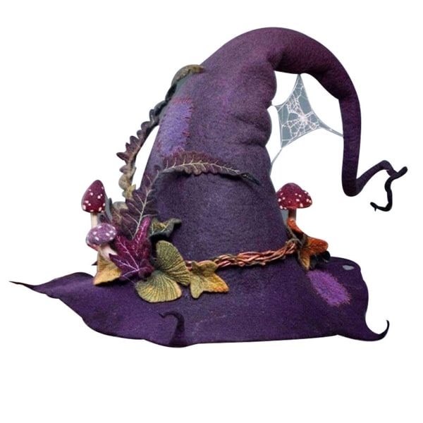 5 färger Halloween Party Felt Witch Hats Party Cosplay Rekvisita purple one size purple