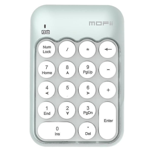 Mofii x910 2.4G Mini trådlöst nummertangentbord, engelsk version (vit + grön)