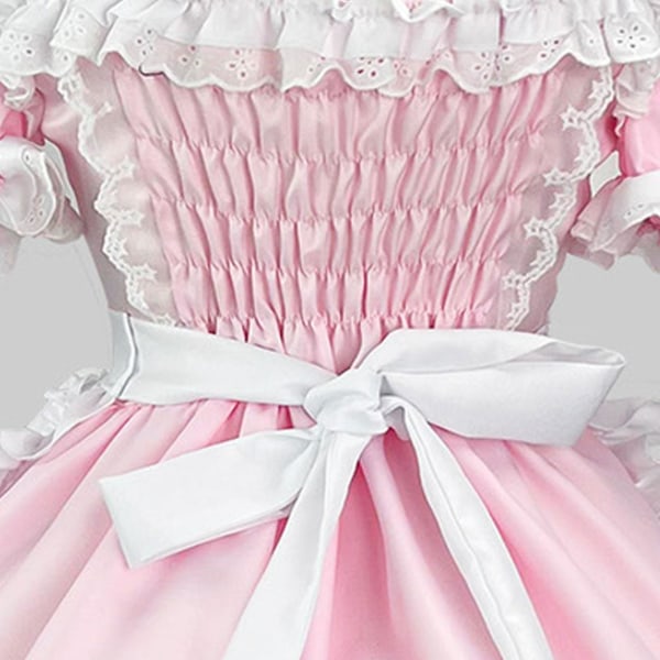 Nya kvinnor Plus Size Supersöt stor rosett Rosa Blå Lolita Cosplay Custom Klänning Pink XXXL L