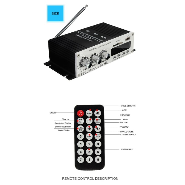 Lepy LP-A68 USB FM miniförstärkare för hembil