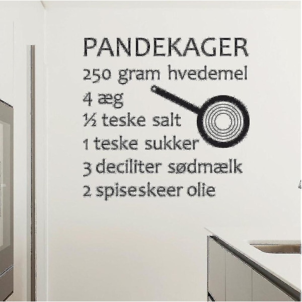 Överdimensionerade Danmark Mottos Tecknad Pan Kök Tapeter Självhäftande väggdekor Heminredningsvägg