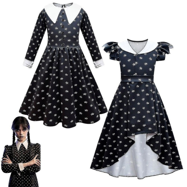 Barn Vuxen Onsdag Addams Onsdag Cosplay Kostym Svart Klänning Outfits Uniform Halloween Karneval Kostym För Kvinnor Flickor Dress bag XL Dress bag XL