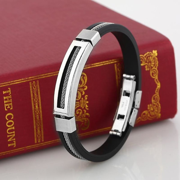12 mm män Casual armband i rostfritt stål Silikonkedja Trendiga armband