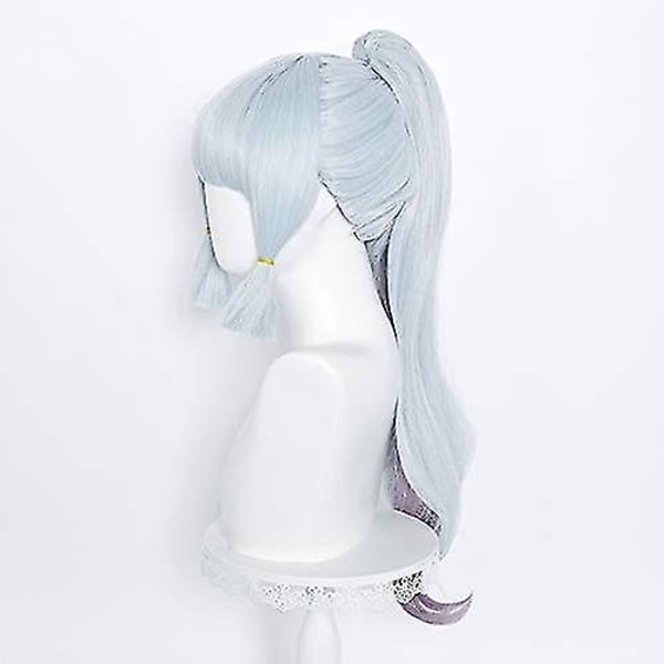 Silverblå Cosplay Peruk för spel Genshin Impact Lolita Clip On Pigtail Party Harajuku Hair (kamisato