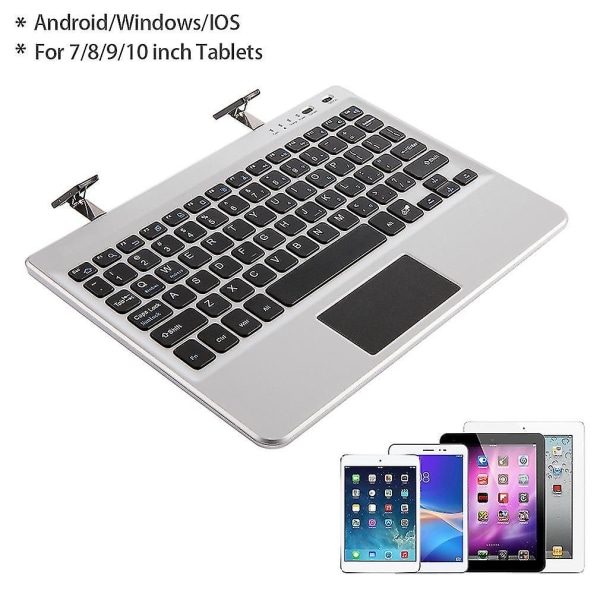 Multifunktionellt bärbart Bluetooth tangentbord i aluminium passar för 7/8/9/10 tums surfplattor