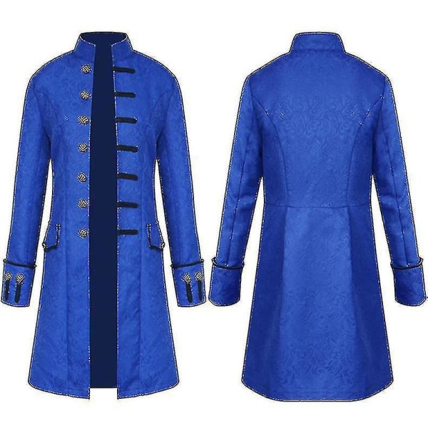 Män Jackor Steampunk Vintage frack gotisk viktoriansk klänning Carnival Blue