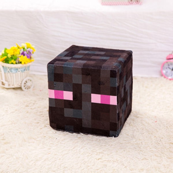Minecraft Plysch Creeper Svart Steve Trap Box Kudde Kudde Doll small black square pillow 20*20*20