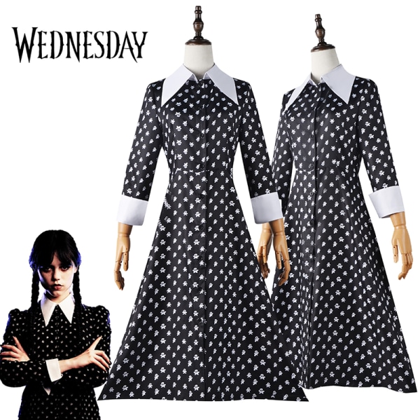 Anime Wednesday Adams Family Cosplay Klänning Kostym Outfits Woma DXXL CXXL