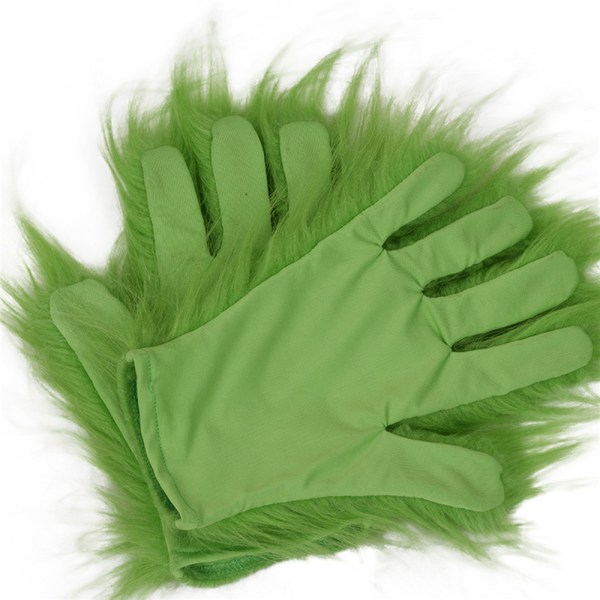 Fluffig fuskpäls Green Elf Cosplay Handskar Julfest Kostym children adult