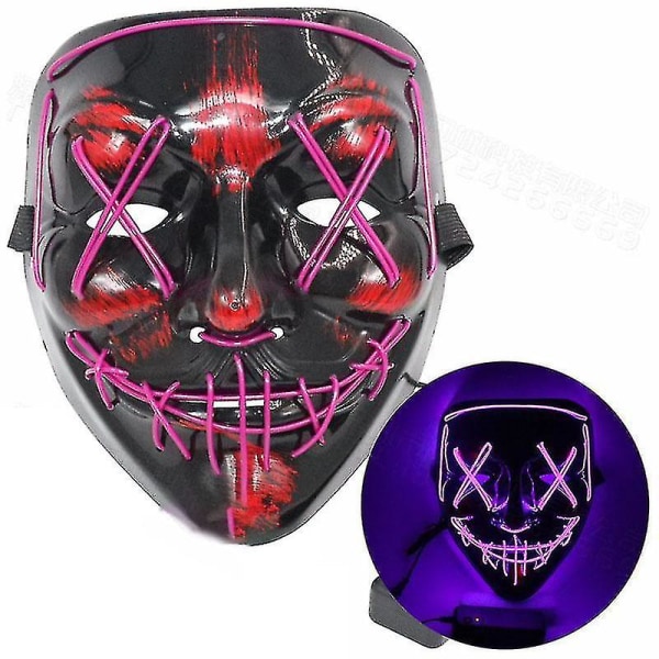 Sömmar Skrämmande Led Mask Halloween Cosplay Kostym Mask Light Up Festival Party yellow purple