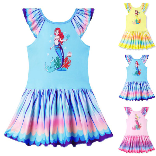 Girl's Carnival Mermaid Princess Dress Cosplay Party Kostym blue 130cm pink 130cm