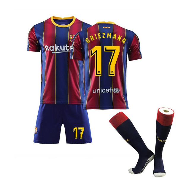 Griezmann #17 Hem Barcelona fotbollströja T-shirt Set Barn Vuxen 28(150- 160CM)