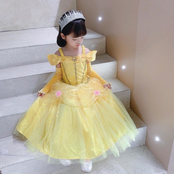 Princess Belle Dress Barn och flickor Beauty And Beast Cosplay Performance Kostym 110CM 130CM