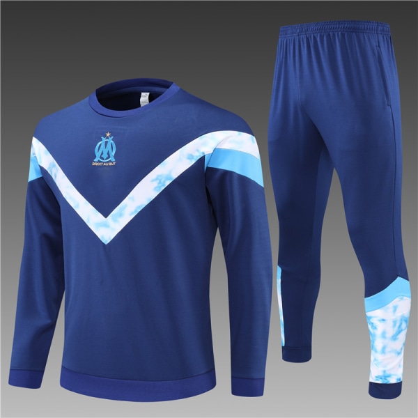 22-23 ny säsong Marseille vuxen/barn långärmad jerseydräkt blue 2XL