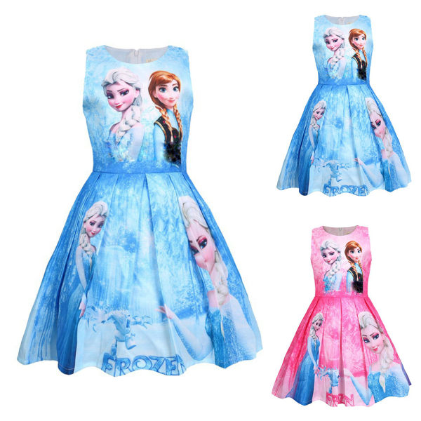 Flickor Prinsessadräkt Cosplay Klä upp till Halloweenfest rose red 110cm blue 130cm