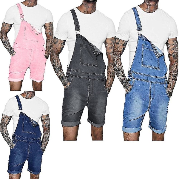 Män Denim Haklapp Arbetskläder Mode Denim Jumpsuit med Pocket Jumpsuits Rompers Gray