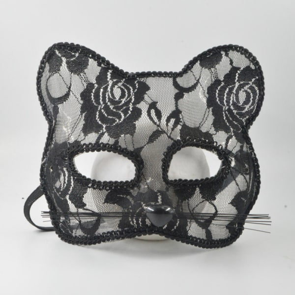 Halloween Cosplay Fox Mask Spets Sexig ögonmask Djurmask Halv White Black