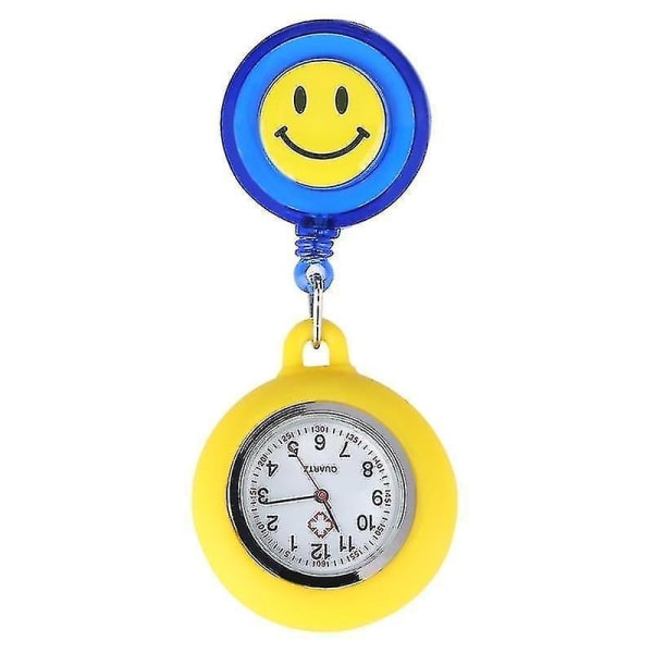 Vattentät, sött leende, hängande watch med clip-on för läkare/sköterska (blå)