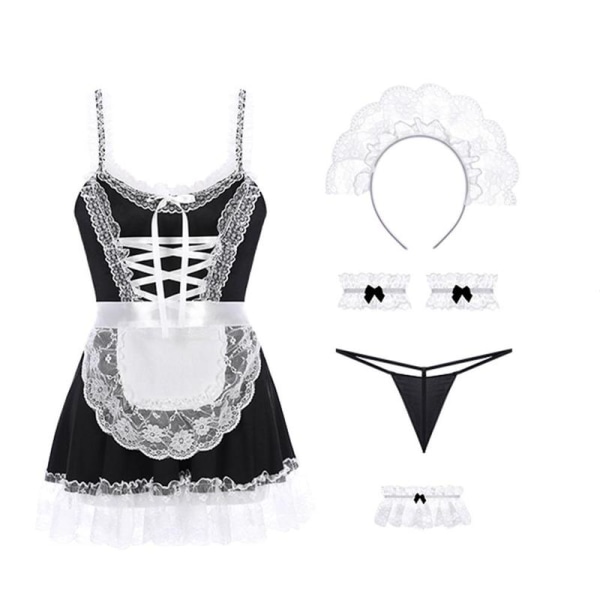 Sexiga spetsunderkläder Hemhjälpkostym Lolita Outfits Cosplay Uniform D blackA One Size