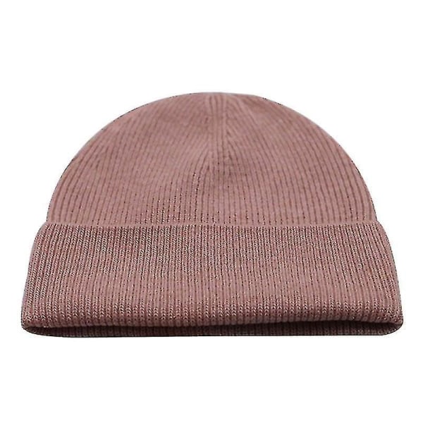 Höst/vinter Solid Varm Stickad Beanies Hat, Herr (ROSA B)