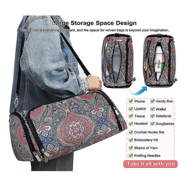 Stickväska Bärbar garnförvaringsväska, garnväska för sticktillbehör, organizer för att bära