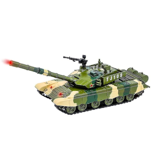 Diecast Pull Back Tank Leksaker Ljud Ljus Simulering Militär bilmodell